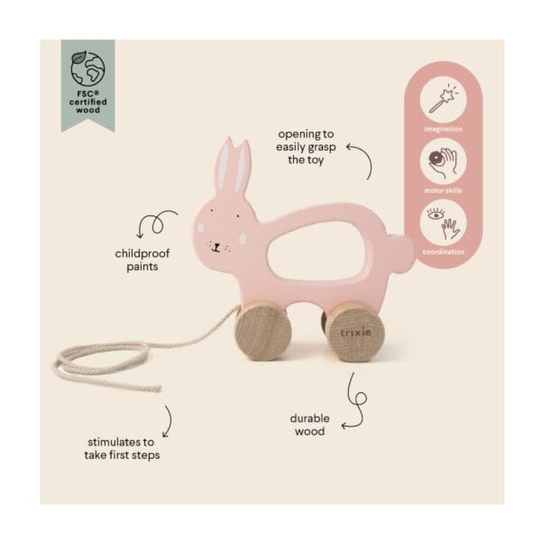 Trixie Baby Holz Nachziehtier Mrs. Rabbit Eigenschaften