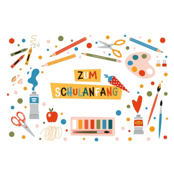 Glückwunschkarte - Zum Schulanfang bunt