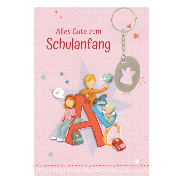 Glückwunschkarte mit Schlüsselanhänger - Alles Gute zum Schulangang
