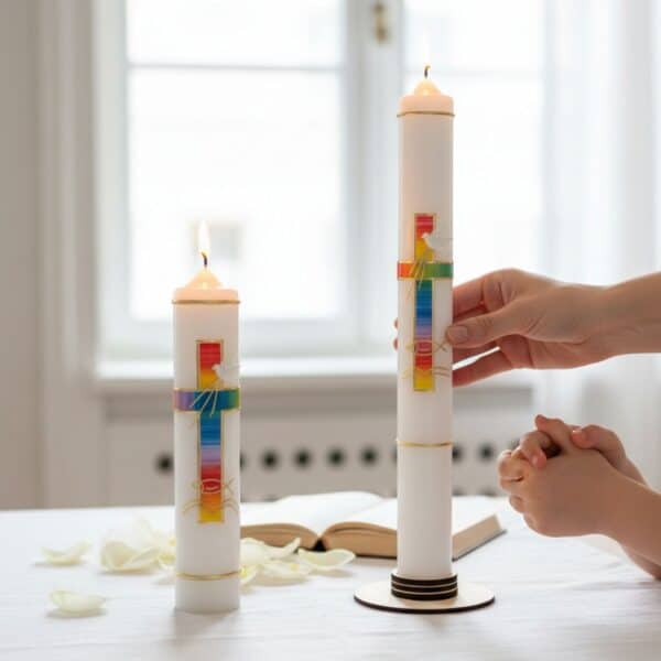 taufkerze-regenbogenkreuz-hand