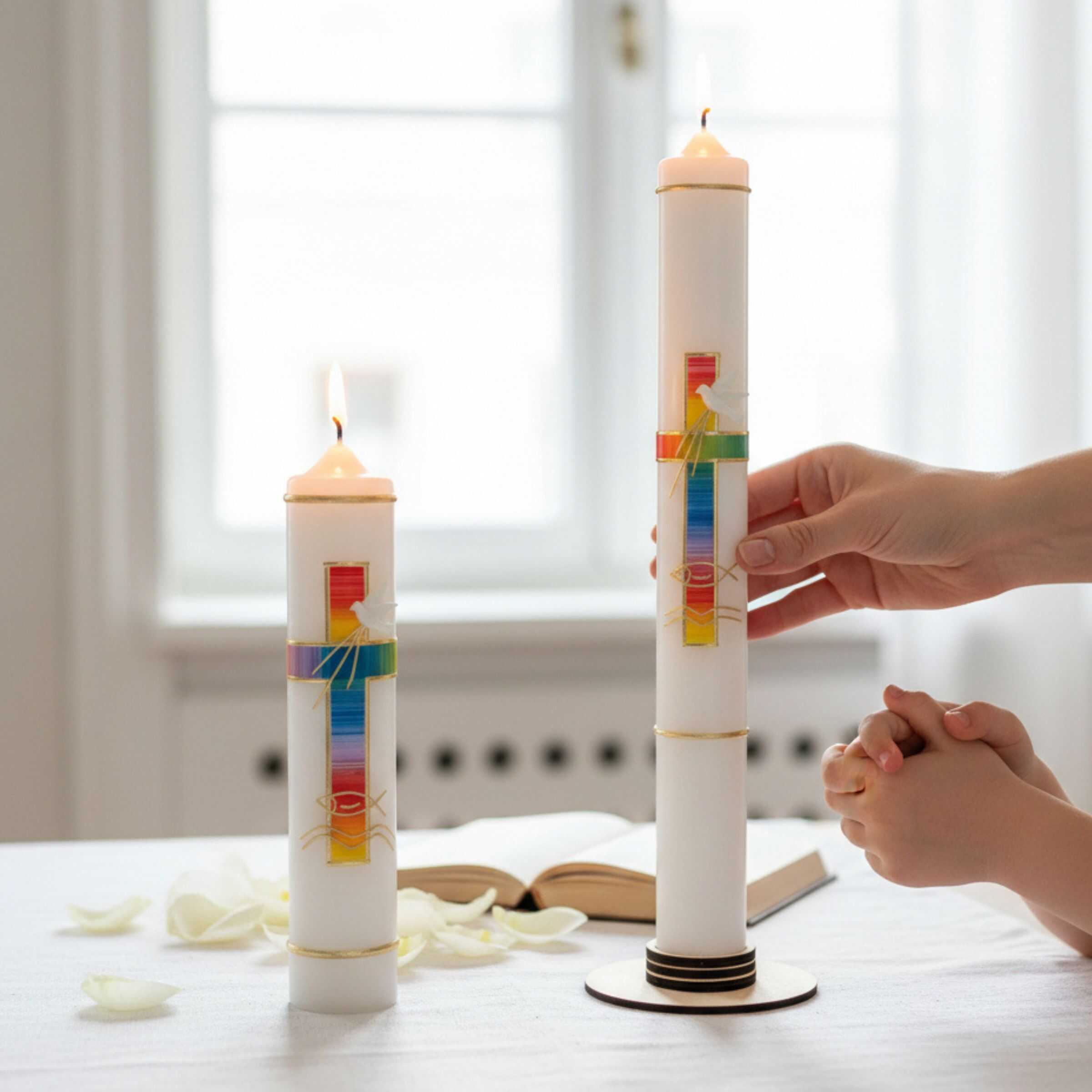 taufkerze-regenbogenkreuz-hand
