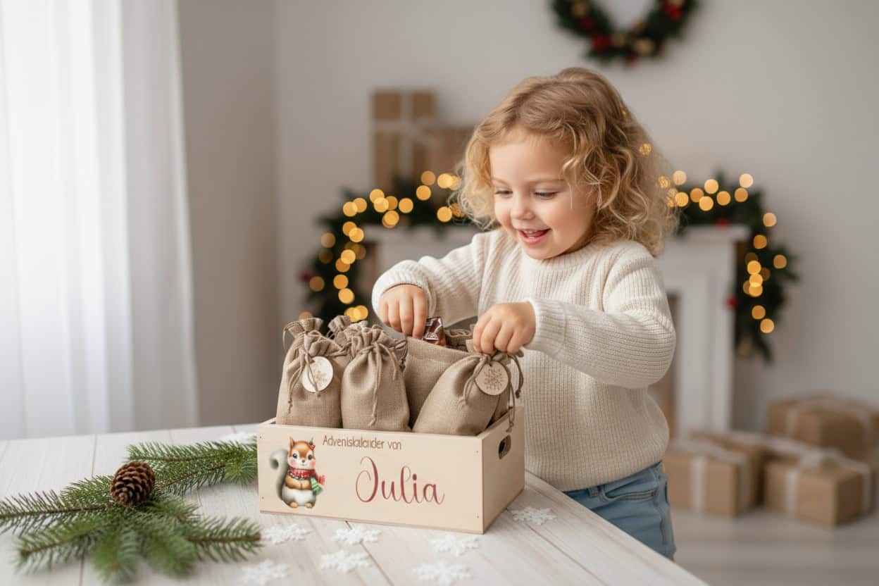 Mädchen mit Adventskalender