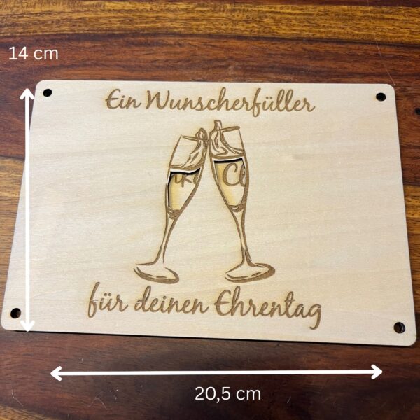 Geldgeschenk Holz Ehrentag Sektglas