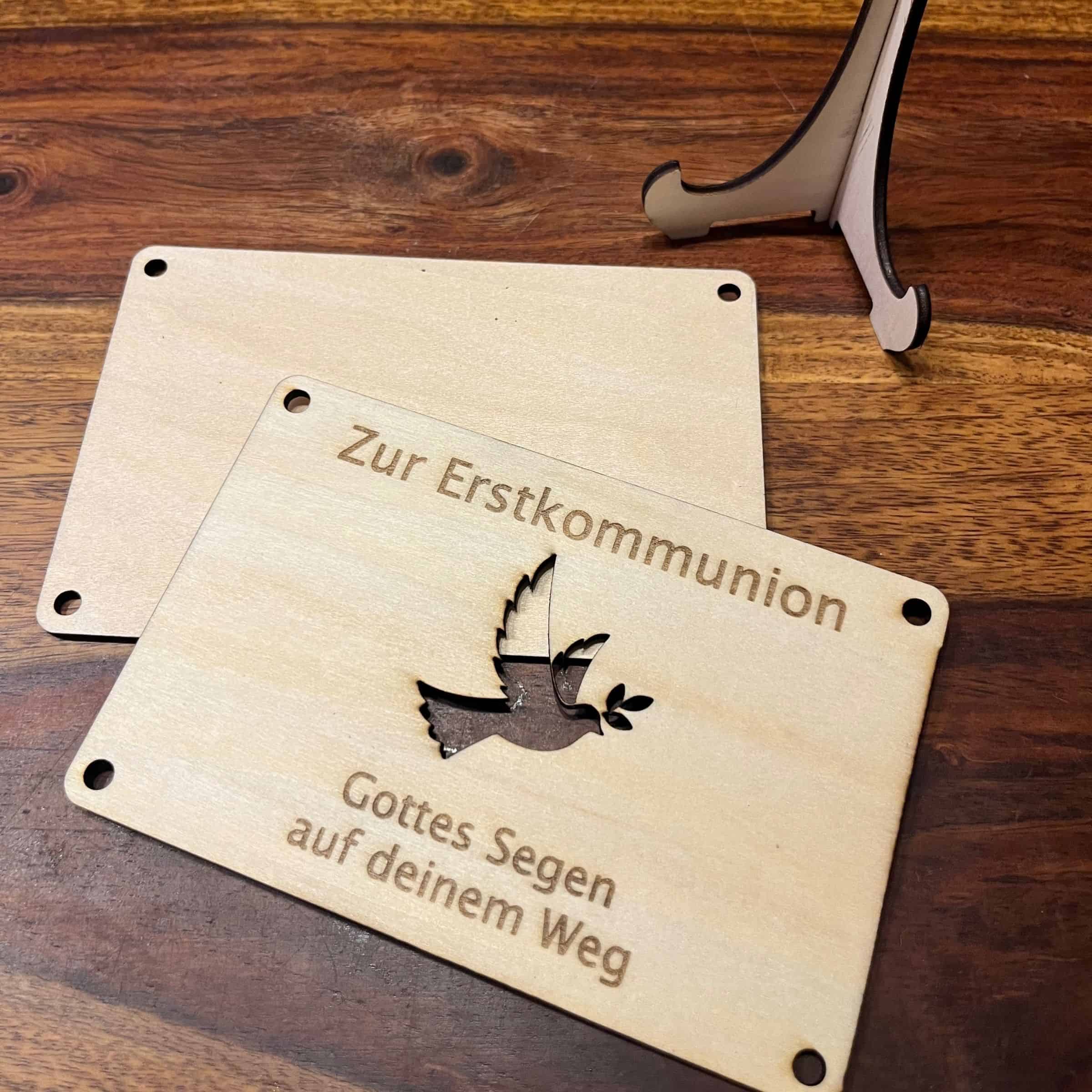 Geldgeschenkkarte aus Holz - Kommunion Taube 13,8 x 9 cm - Image 5